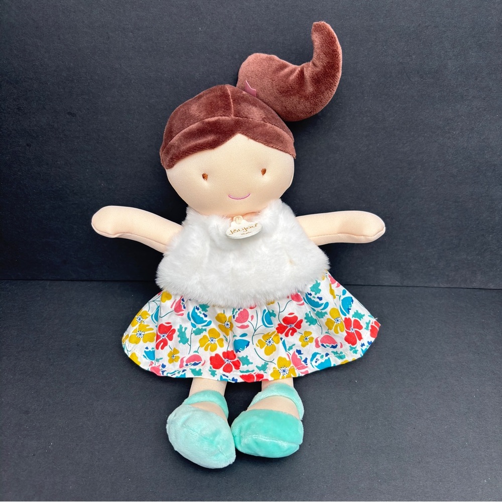 Jolijou Demoiselle Pretty Doll Fur Print Dress Plush Paris France Brunette 12”